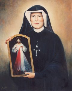 Imagem de Santa Faustina com Jesus Misericordioso